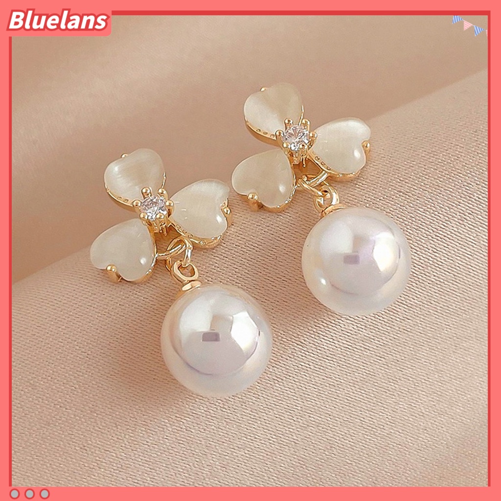 {In Stock} 1pasang Anting Stud Dainty Elegan Temperamen Gaya Perancis Mutiara Imitasi Opal Bunga Wanita Drop Earrings Perhiasan Aksesoris