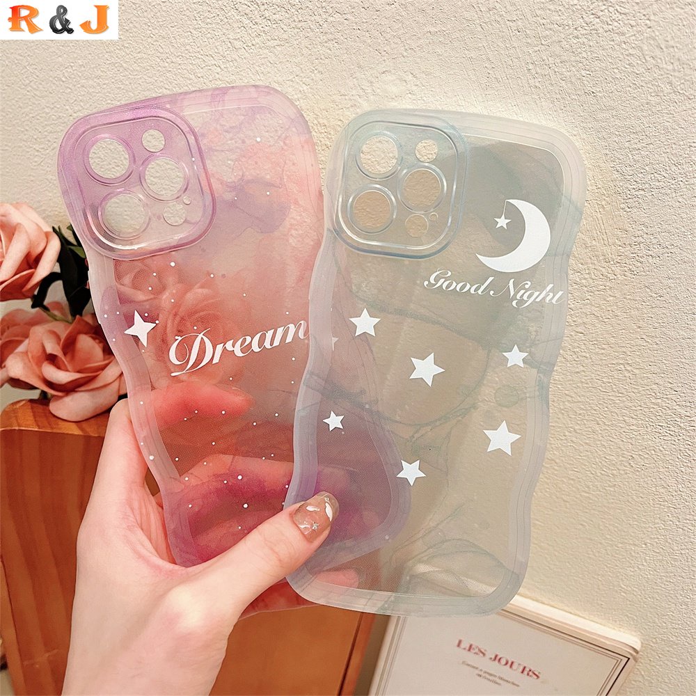 Warna-warni Case Redmi Note 11 Pro Note11S Redmi 10C 10 10A 9C 9A 9T Note10 5G 10s Note9 Note8 Poco M5S X3 NFC M3 Bening Bergelombang Tepi Fantasi Langit Berbintang Bulan Bintang TPU Cover Lembut