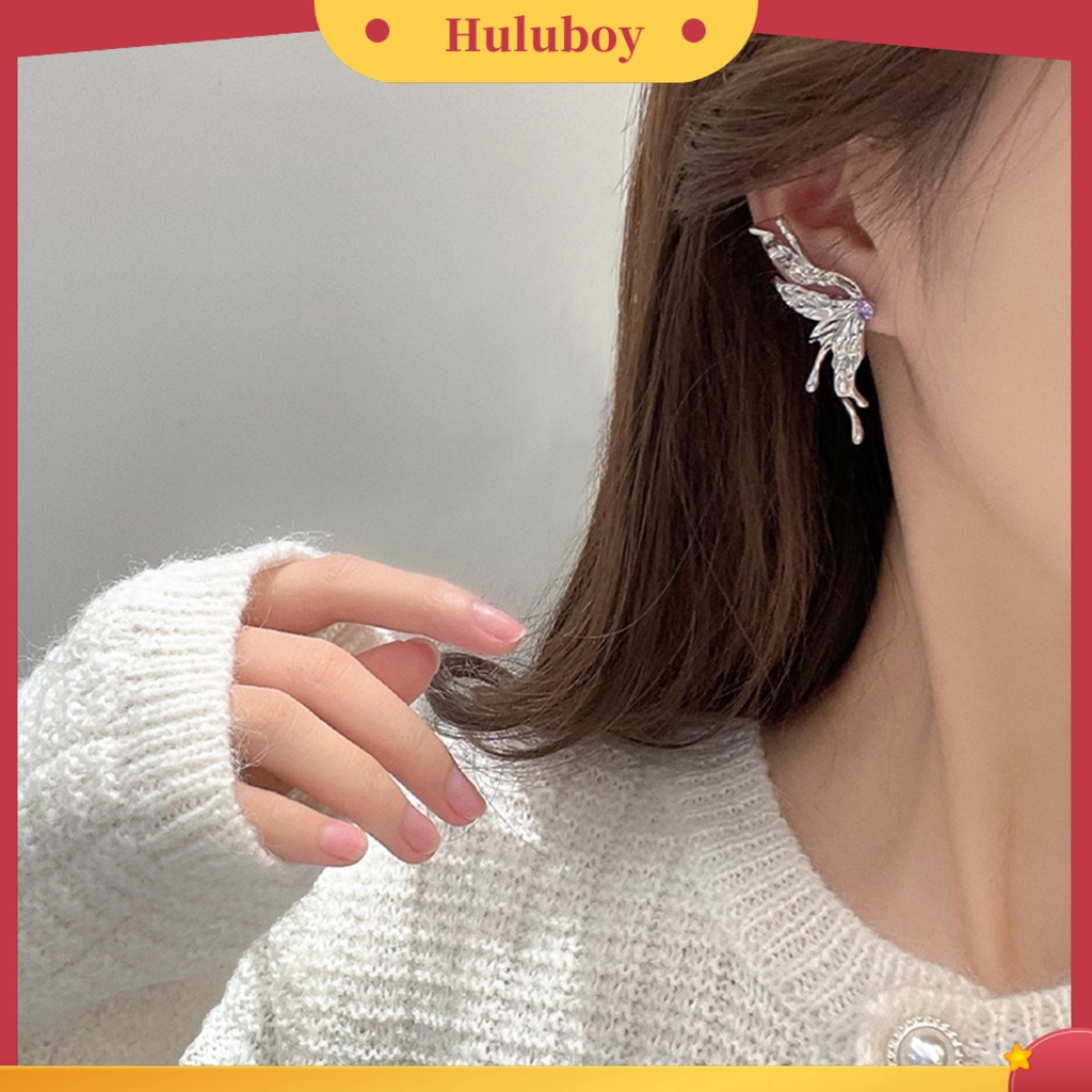 {Ready Stock} 1pasang Anting Pejantan Cairan Keren Aesthetic Gaya Punk Bentuk Kupu-Kupu Anting Performa Perhiasan Wanita