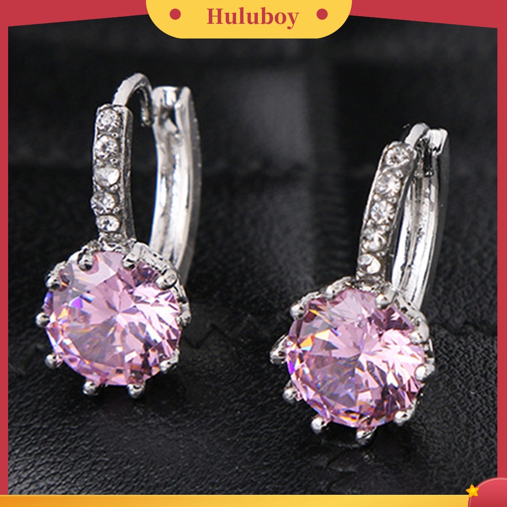 {Ready Stock} Wanita Bulat Cubic Zirconia Hias Huggie Hoop Earings Piercing Perhiasan Hadiah
