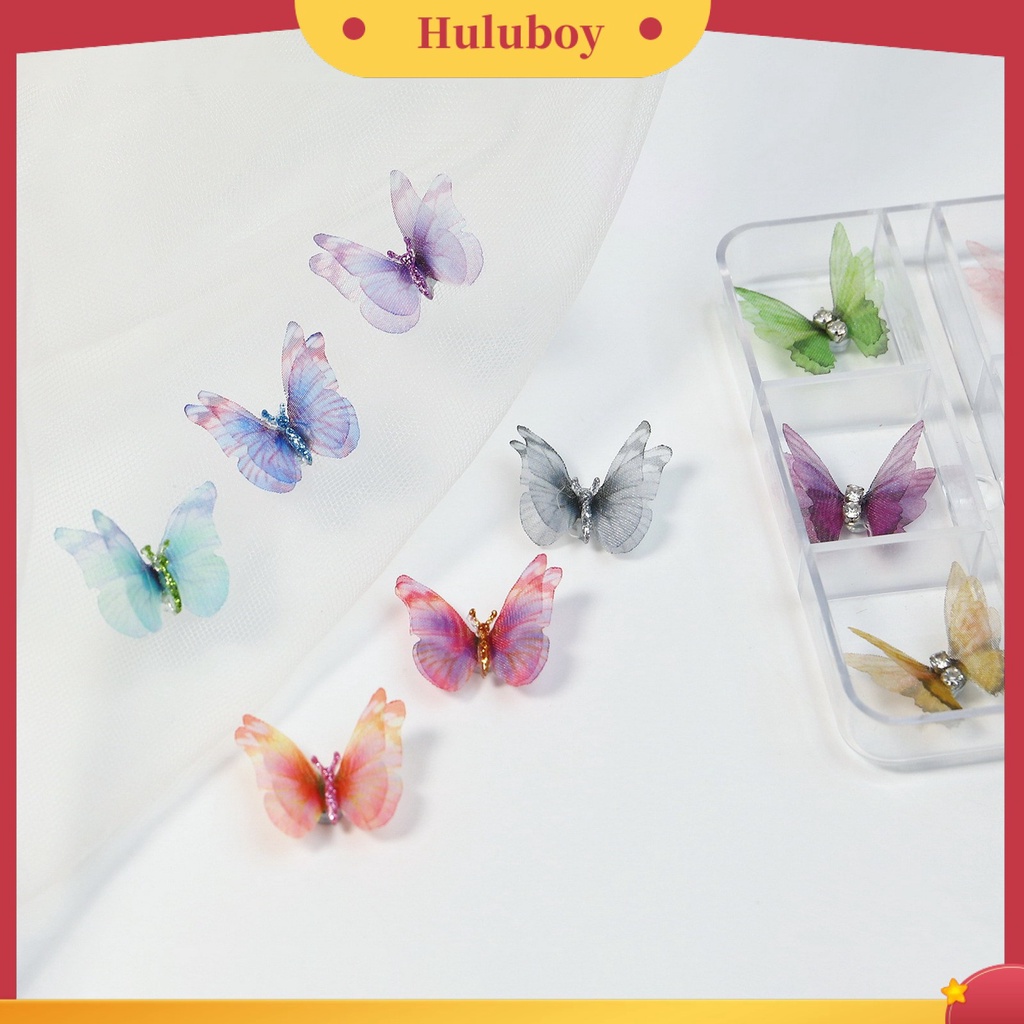 {In Stock} 6Pcs Dekorasi Kuku 3D Tampilan Realistis Warna Vibrant Mempesona Efek Visual Dapat Dilepas Aplikasi Lebar Aksesoris Nail Art Butterfly 3D Dekorasi Kuku Untuk Salon Kuku