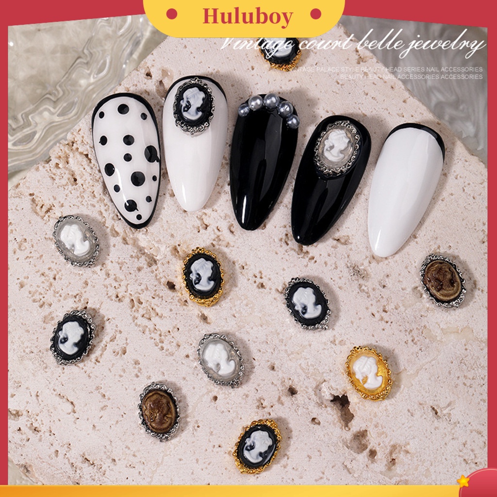 {In Stock} 10Pcs Pesona Kuku Tiga Dimensi Gloss Gaya Baroque DIY Alloy Vintage Kecantikan Kepala Nail Art Ornamen Manicurist Supply