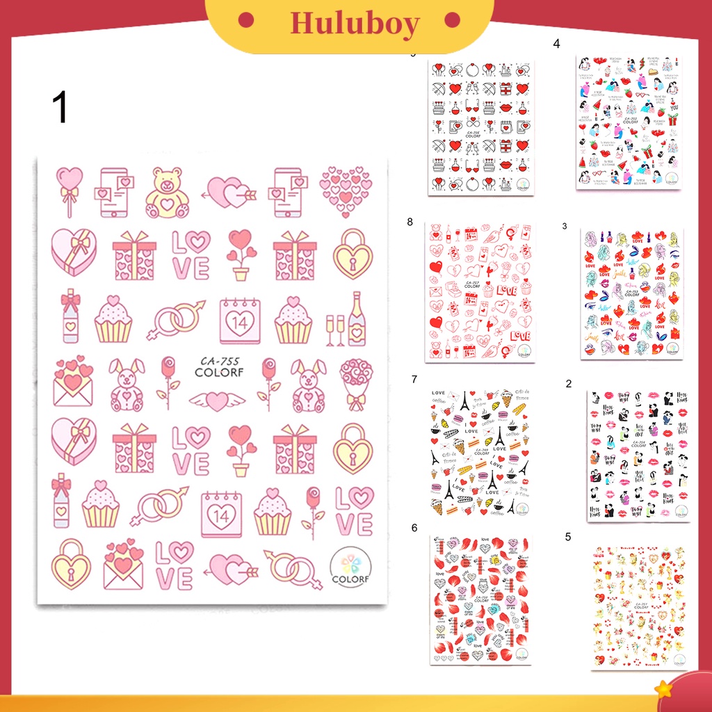 {In Stock} Stiker Kuku Perekat Diri Kuat Lengket Tahan Air Warna Cerah Pola Indah Tahan Luntur Hewan Peliharaan Hari Valentine Bertema Kuku Stiker Ornamen Perlengkapan Kuku