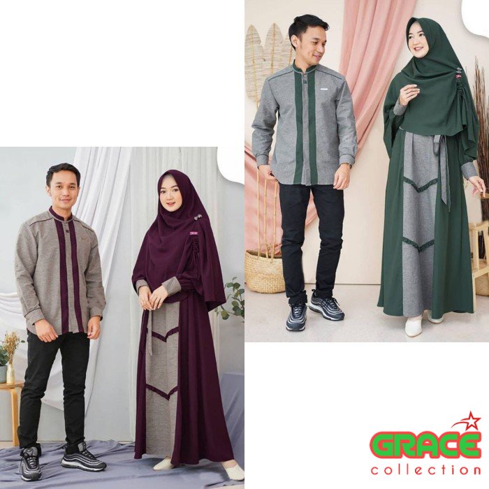 GAMIS COUPLE LEBARAN ZALWA | DRESS COUPLE PASANGAN MUSLIMAH | BAJU LEBARAN PASANGAN MT27
