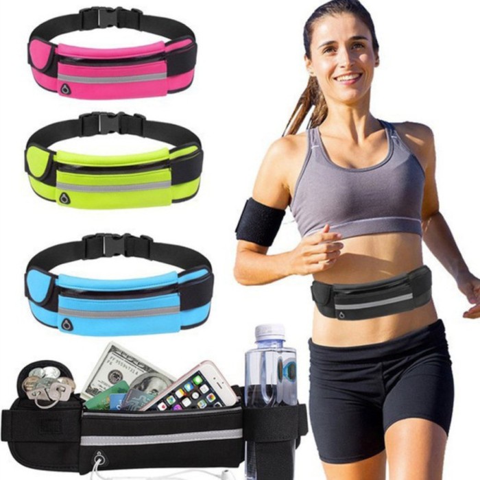 TAS IKAT PINGGANG Olahraga Lari Sepeda Sporty Running Belt Bag Jogging Simple &amp; Safety Multifungsi Tas Pinggang