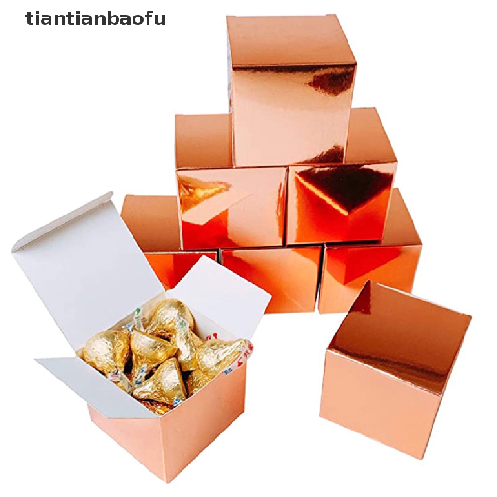 [tiantianbaofu] 10pcs Warna Paper Candy Box Kotak Kemasan Kado Coklat Persegi Untuk Butik Pernikahan