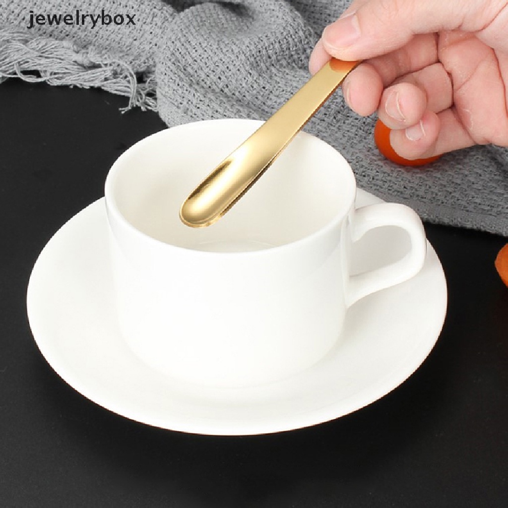 [jewelrybox] 1pc Sendok Kopi Stainless Steel Sendok Datar Untuk Dessert Coffee Mixer Spoon Butik