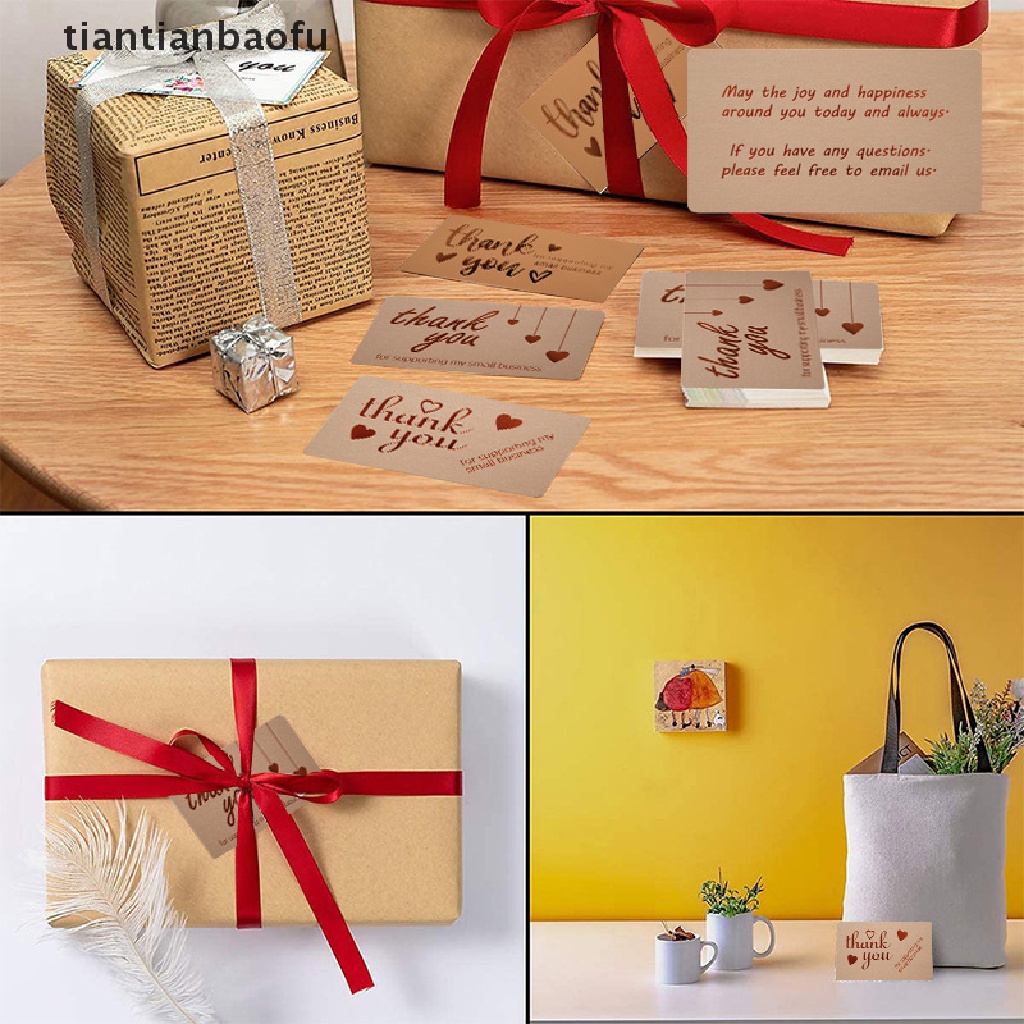 [tiantianbaofu] 10pcs Natural Kraft Paper Card Thank You For Your Order Card Untuk Dekorasi Butik