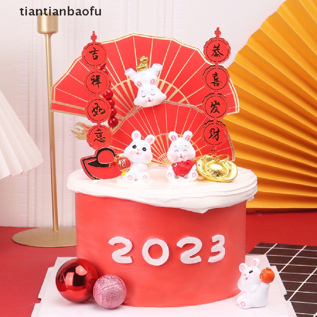 [tiantianbaofu] 1pc 2023dekorasi Kue Kelinci Miniatur Kartun Ornamen Pemandangan Kelinci Butik