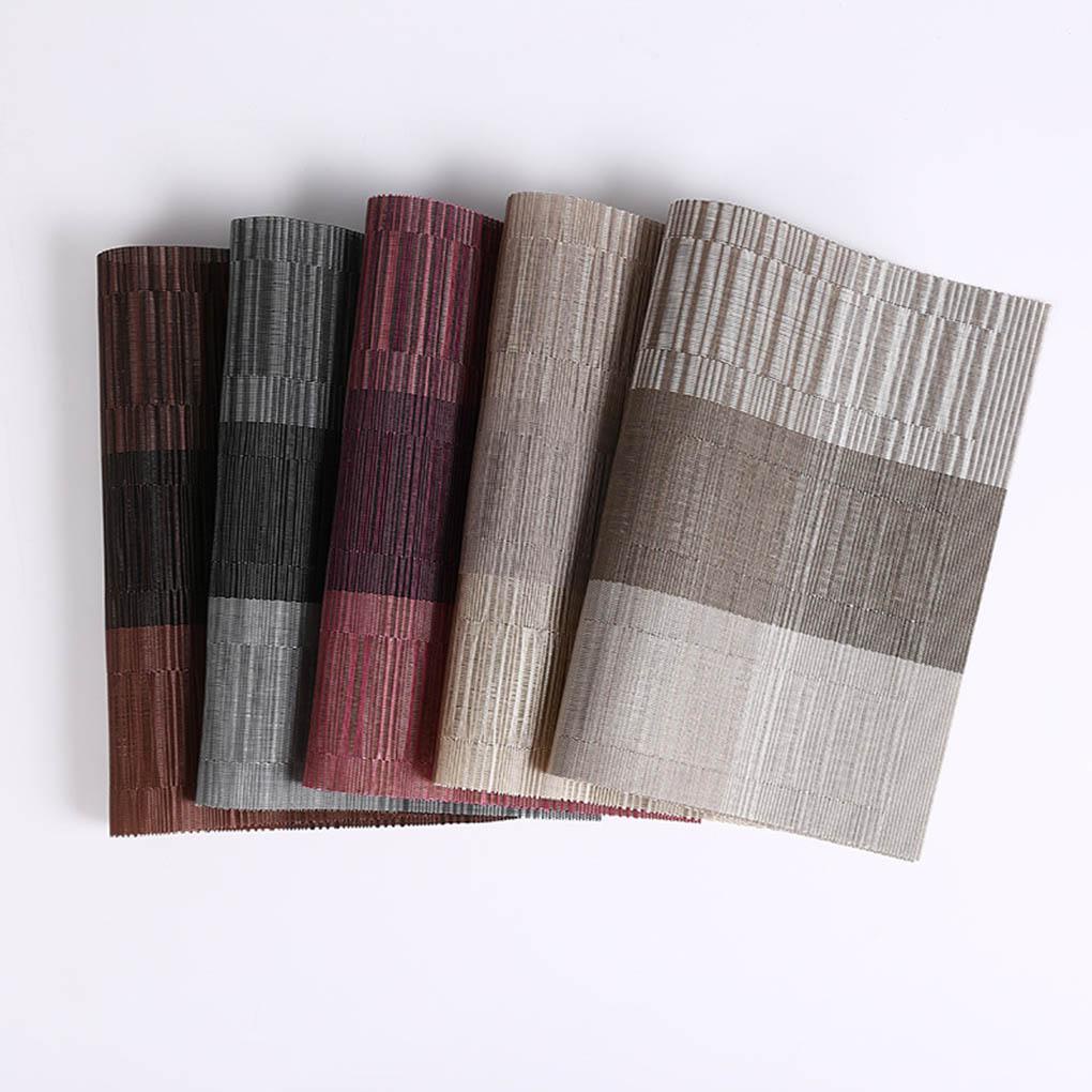 Gradient Bamboo Texture Pattern PVC Anyaman Table Mat Tatakan Gelas Piring Coaster Rumah Hotel Meja Makan Dekor Tikar