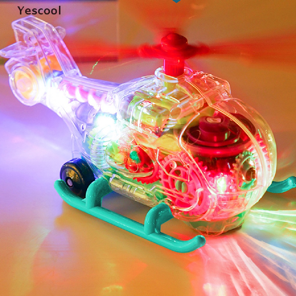 Yescool Lampu Helikopter Konsep Gear Universal Elektrik Transparan Warna Warni Mainan Musik ID