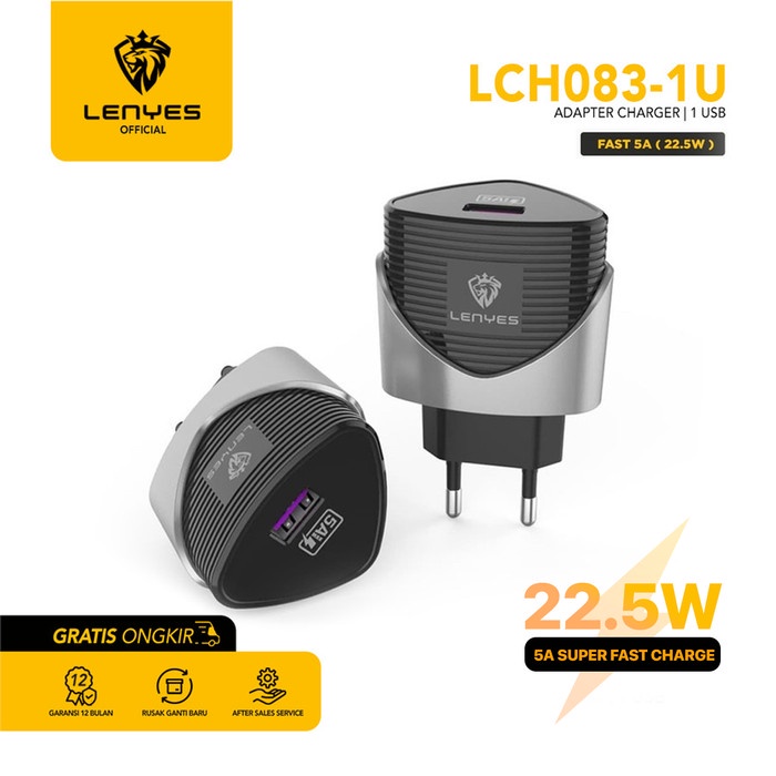 Kepala Charger LENYES LCH0831U 1 USB Fast Charging 3.0 Original original kabel cable casan travel charger tc android usb charger micro usb type c batok kepala charger