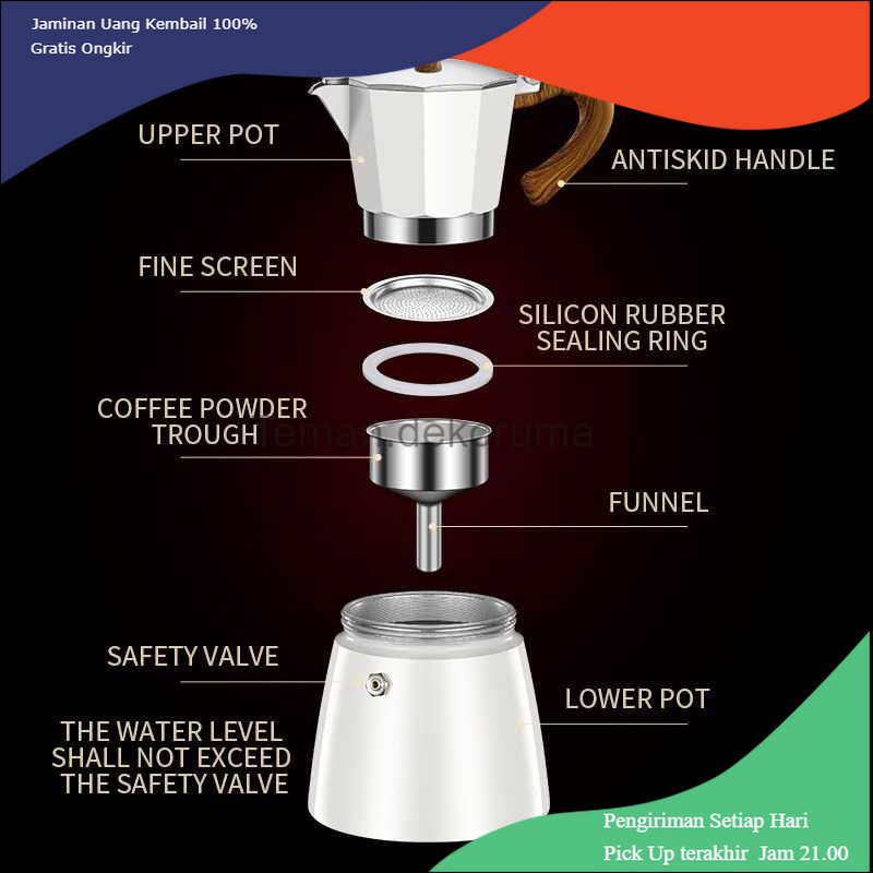 TD - DPR Iris Teko Kopi Moka Pot Stovetop Filter Espresso Coffee 150ml - WY-04