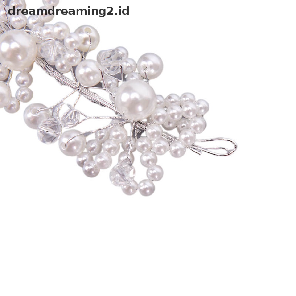 (hot) Bridal Wedding Headband Kristal Bunga Tiara Mahkota Mutiara Berlian Imitasi Rambut Band//