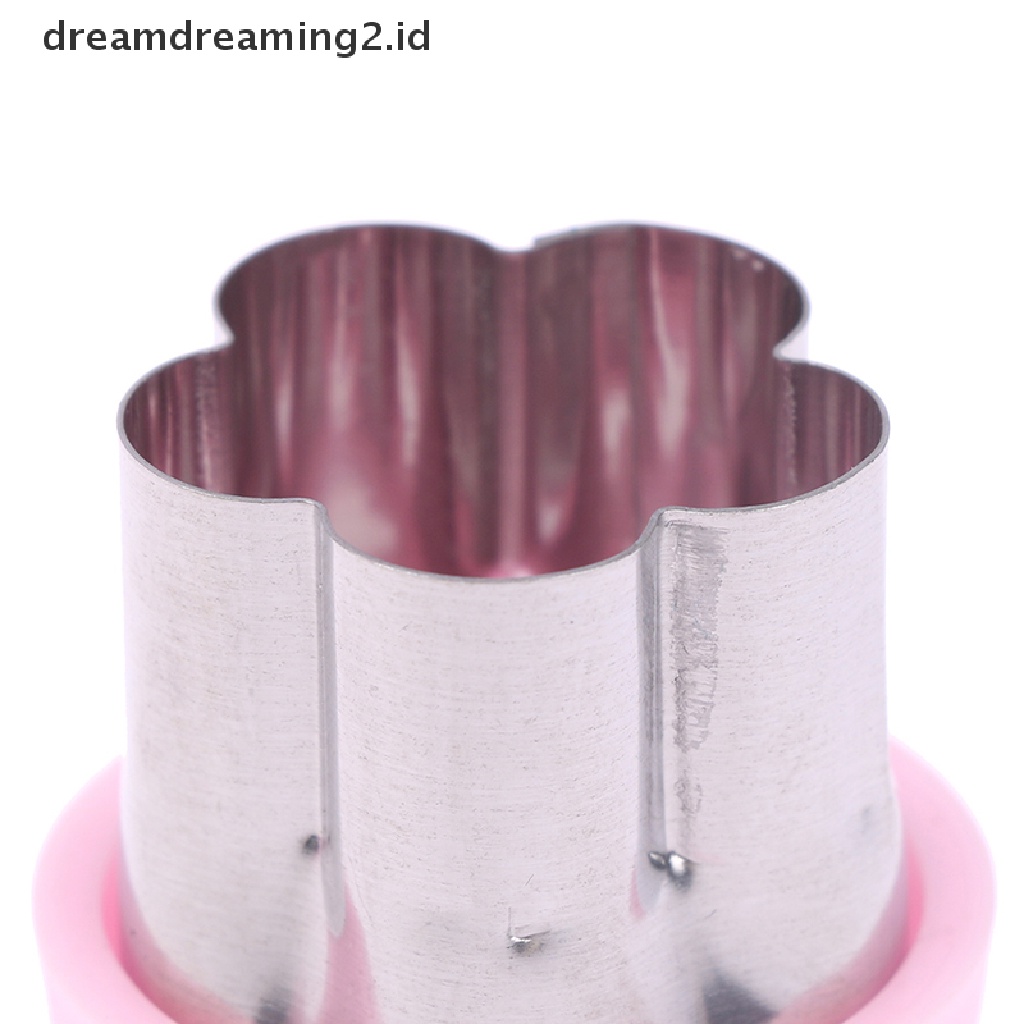 (hot) Pemotong Sayuran Gagang Plastik Pink Stainless Buah Cutg Die Alat Dapur//