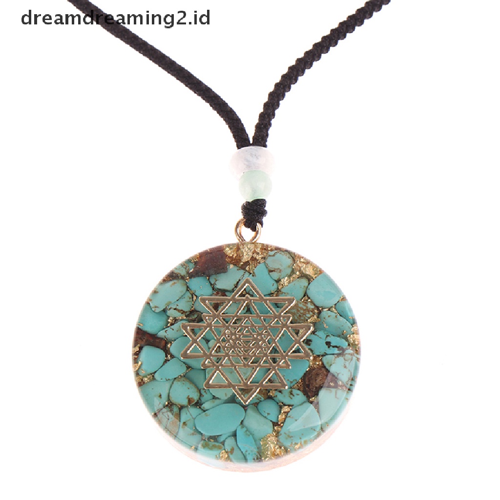 (hot) Orgonite Energy Pendant Sakral Sri Yantra Orgonite Chakra Kalung Kerajinan Tangan//