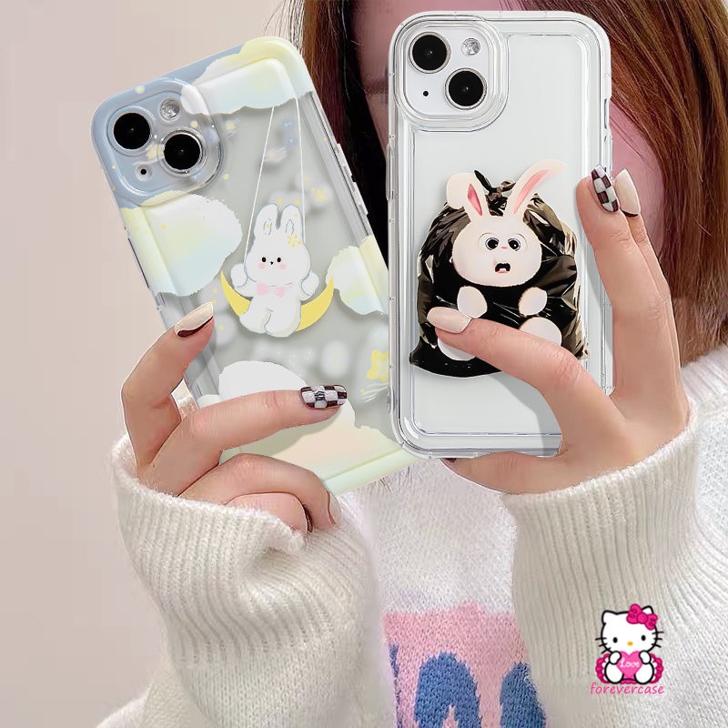 Awan Berbintang Kantong Plastik Lucu Rabbit Case Redmi Note 10s 11 10 11s 9 Note10 Note9 Note11 Note10s Redmi A1 9A 10 9T 10A 9C NFC Soft Tpu Bening Kartun Airbag Shockproof Cover