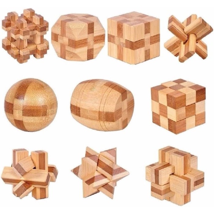 Kong Ming Luban lock Unlock Puzzle 3D Kayu Misteri Asah Otak isi 10