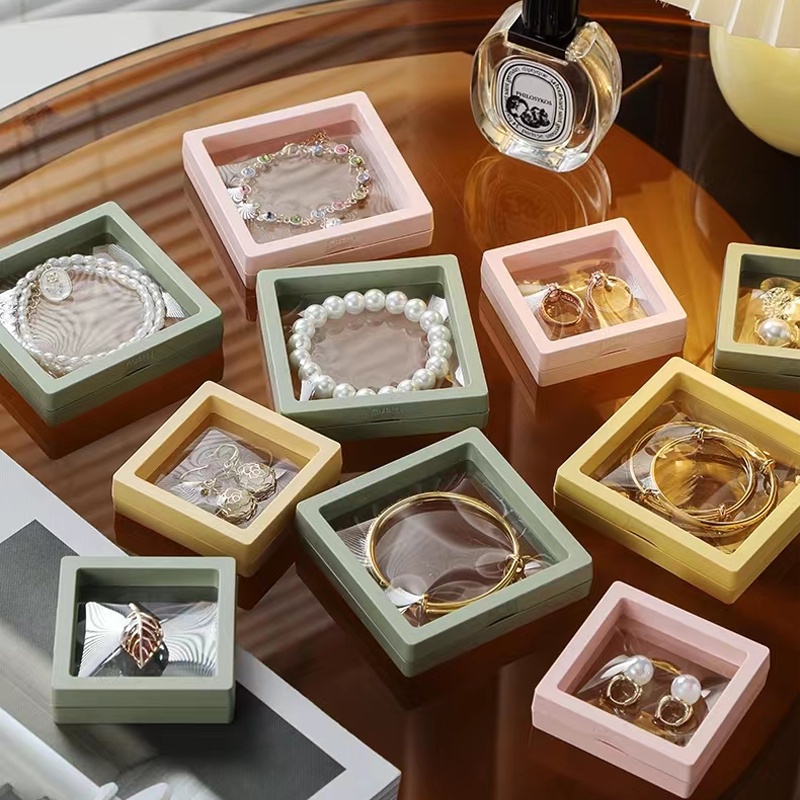Papaozhu Kotak Kemasan Perhiasan PE Transparan Anting Gelang Kalung Cincin Kotak Penyimpanan 3D Display Box Aksesoris Fashion Pelindung Case