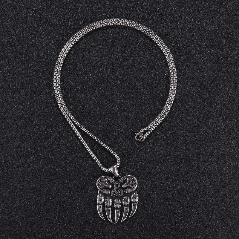 [Z H Perhiasan] Vintage Nordic Viking Beruang Cakar Hip Hop Liontin Fashion Pria Dan Wanita Anti Karat Kalung Punk Pesta Rock Perhiasan Aksesoris