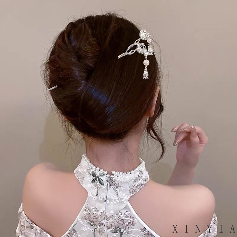 [xinyia.id11] Super Peri Indah High-end Retro Rumbai Mutiara Jepit Rambut Gaya Dingin Perempuan Hairpin