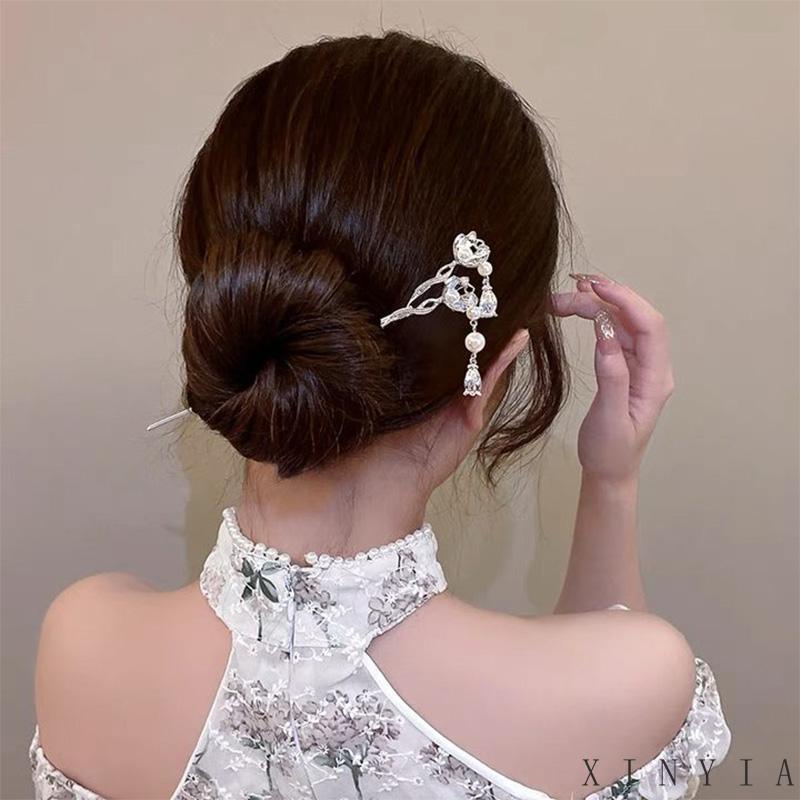 [xinyia.id11] Super Peri Indah High-end Retro Rumbai Mutiara Jepit Rambut Gaya Dingin Perempuan Hairpin