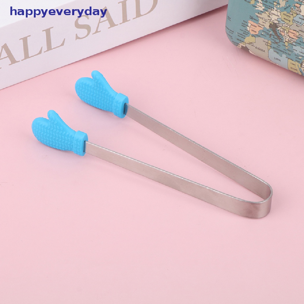 [happy] Sarung Tangan Penjepit Makanan Silikon-shaped Stainless Steel Non-slip Ice Candy Food Clip [ID]