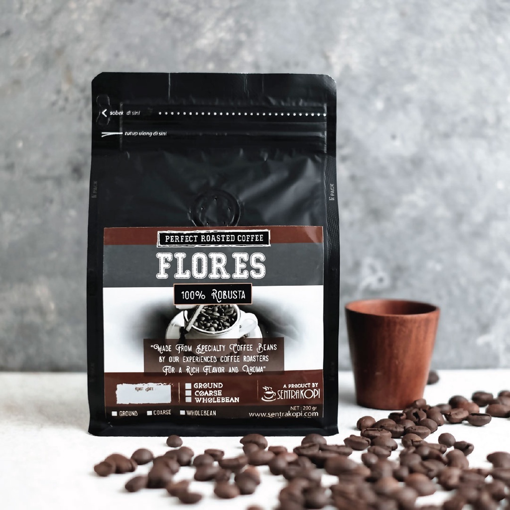 

Sentra Kopi Robusta Flores 200 Gram - Bubuk / Biji - Premium Robusta Coffee