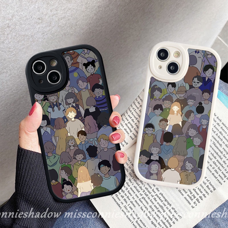 Ins Kreatif Pasangan Ponsel Case Infinix Hot10 Lite Note8 Smart 56 Hot 11 10 9 Bermain 10T 10s 11s 9 Kartun Cowok Cewek Kekasih Shockproof Lembut Tpu Cover