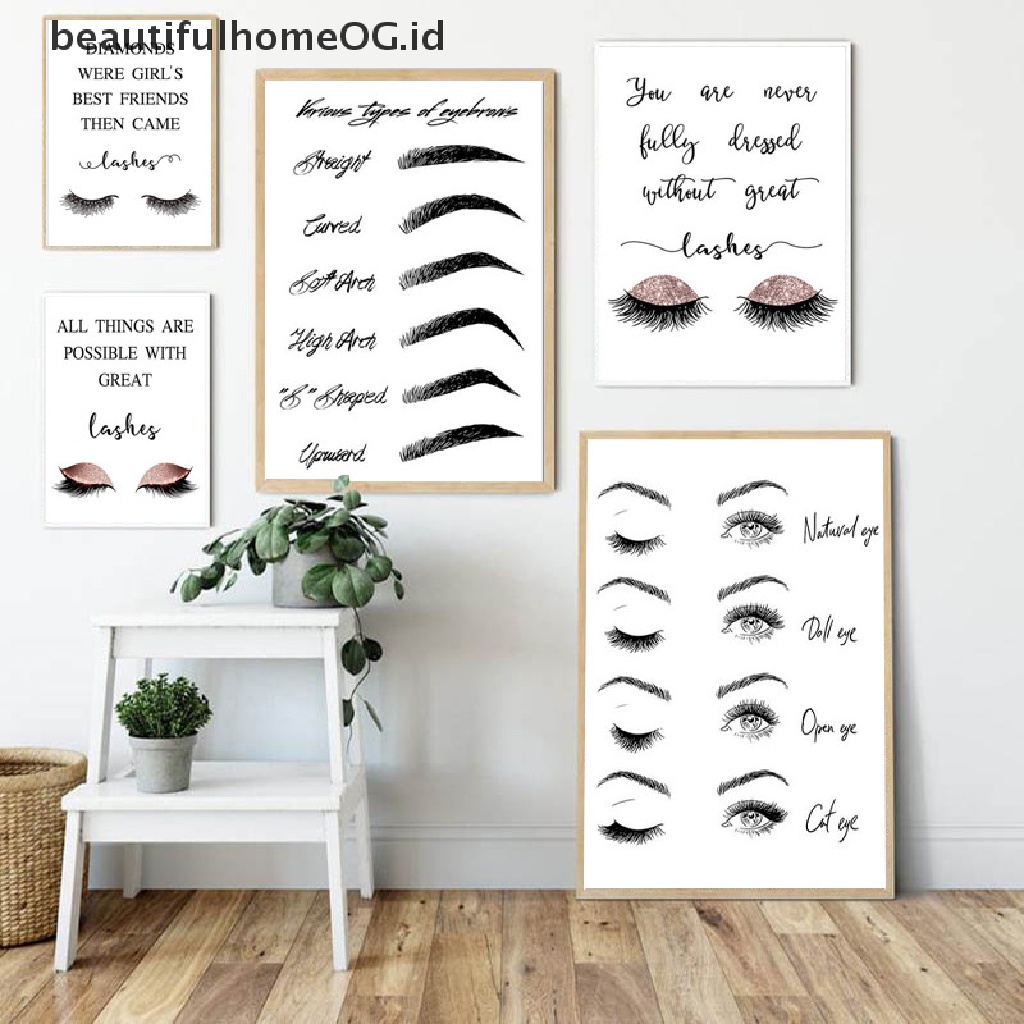 // Lebaran// Poster Dan Cetakan Makeup Lash Extensions Guide Wall Pager Gambar Toko Decor **