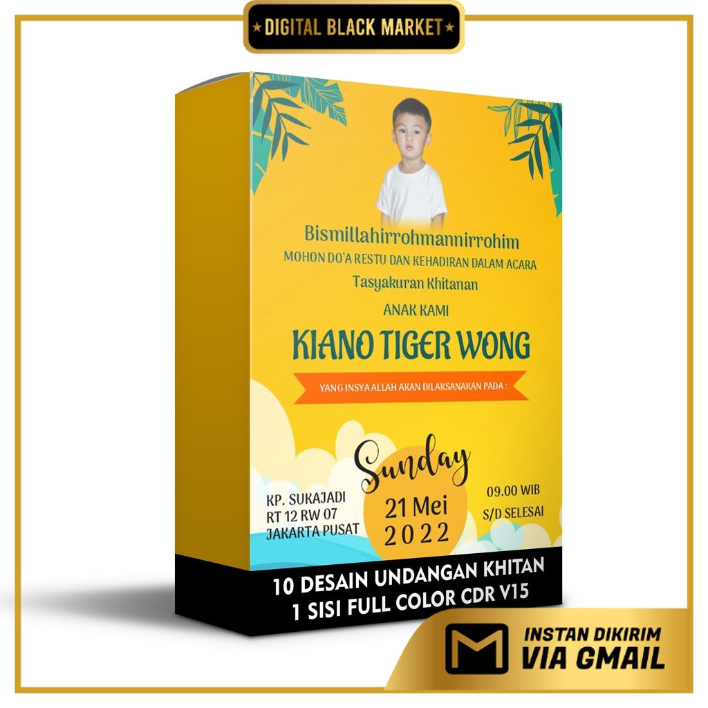 10 Desain Undangan Khitan 1 Sisi Full Color CorelDraw v15