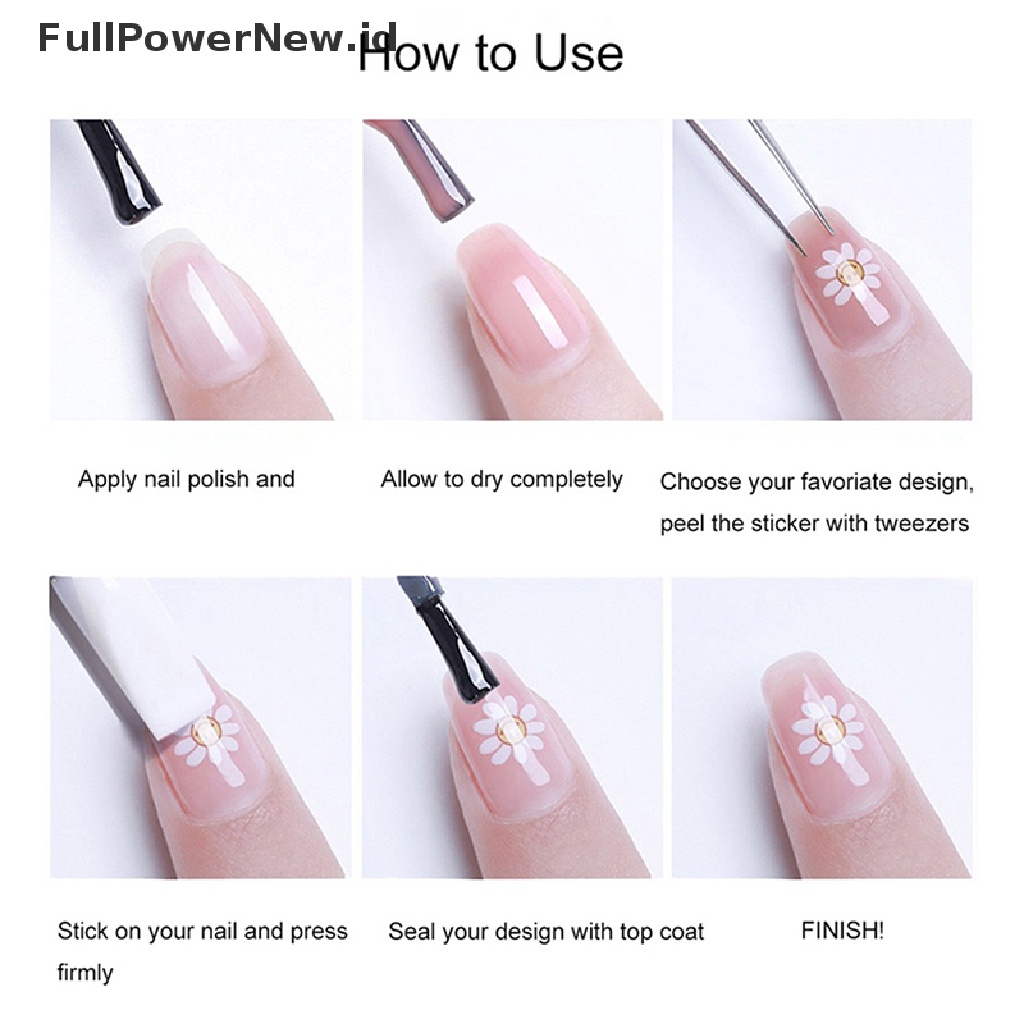 Power Bunga Hati 5D Stiker Kuku Lem Belakang Nail Decals Manicure Tips Untuk Anak Perempuan ID