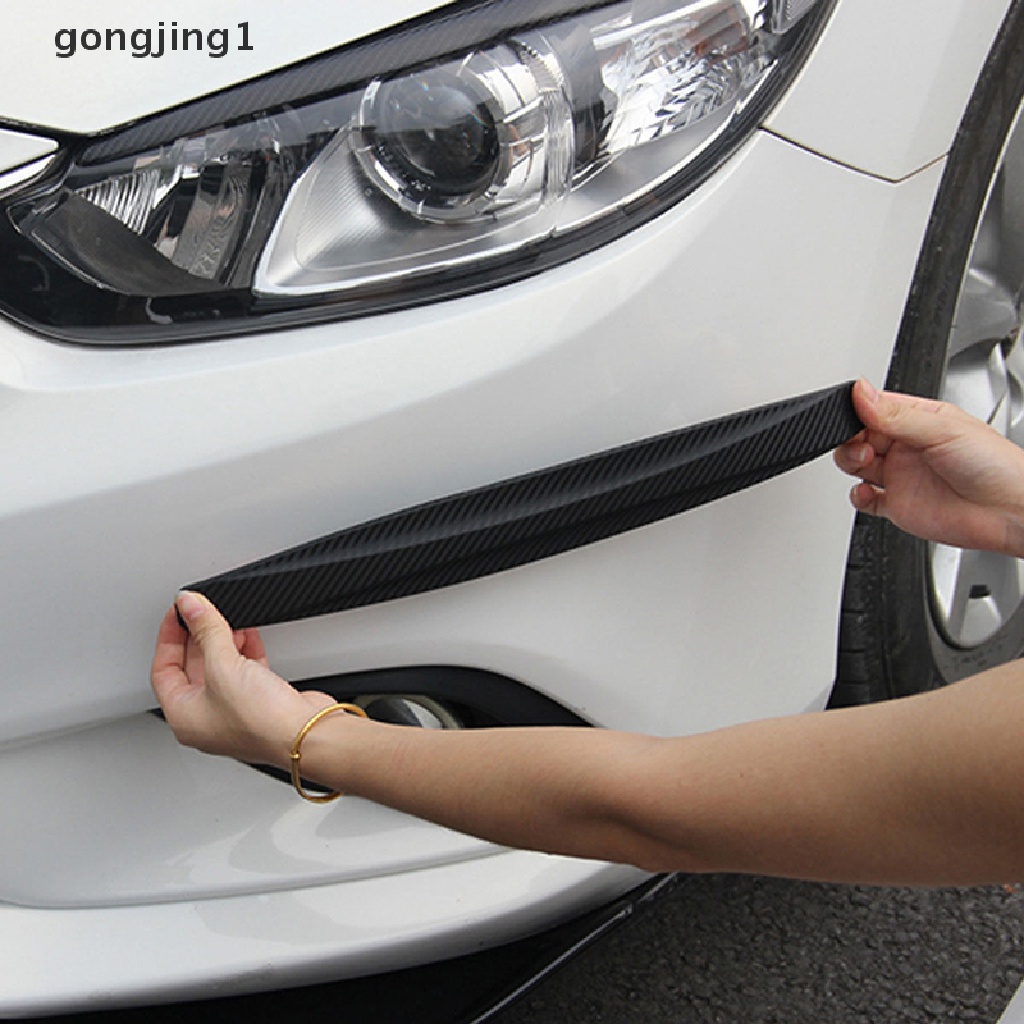 Ggg 2x Hitam Tekstur Serat Karbon Anti Gosok Pelindung Mobil SUV Bumper Edge Guard Strip ID