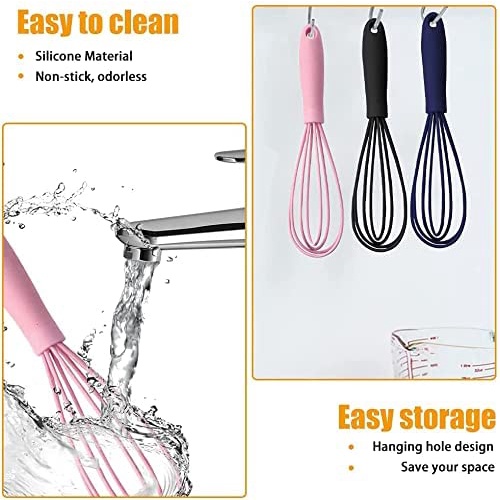 Pengocok Telur Stainless Steel Silikon Mixer Telur Manual Non-Slip Tepung Cream Milk Whisking Frother Mudah Dibersihkan Alat Pengaduk Dapur Masak Baking Tool