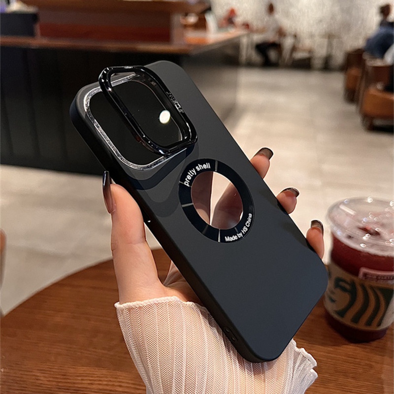 Kreatif Kamera Perlindungan Lensa Case iPhone 14 Pro Max Case Dengan Stand14 Plus Iphone13 12 Pro Max Case Metal Premium Full Coverage Shock Protection PC Hard Back Cover