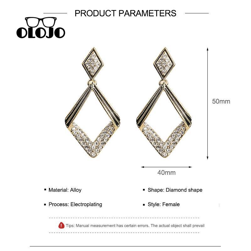 【COD】 Anting Mewah Ringan Wanita Electroplated Belah Ketupat Temperamen Geometris Gaya Panjang