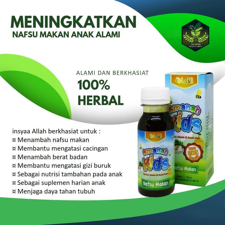 Madu Alami Nutrisi Suplemen Multivitamin Penambah Nafsu Makan Anak &amp; Berat Badan Tingkatkan Daya Tubuh Lancarkan Pencernaan Amanah Kids ORIGINAL