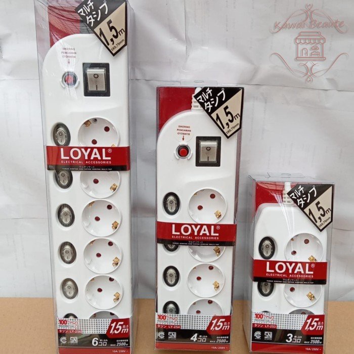 Stop Kontak Multi Tap + Saklar Kabel 1,5M LY-253 254 256 - LOYAL