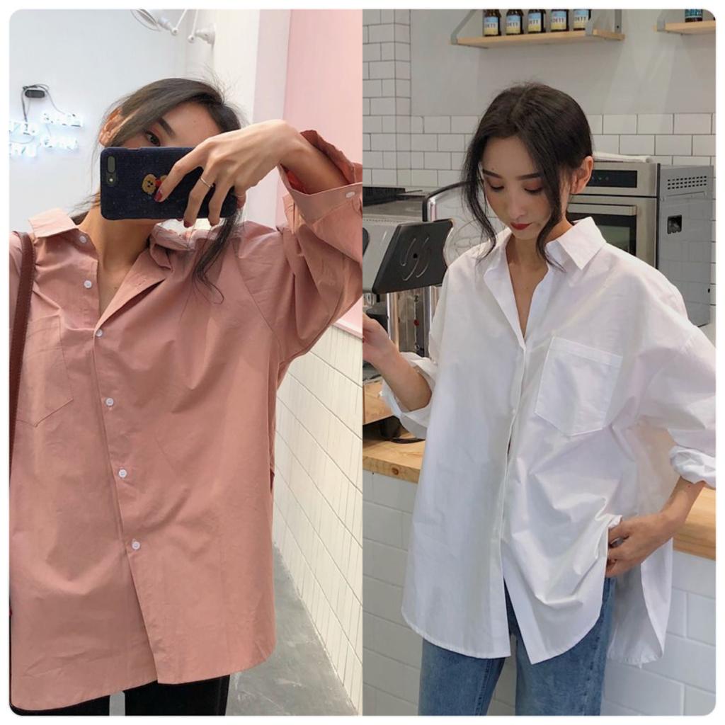 TOPGROSIR TG1703 Kemeja Kerja Wanita Korean Oversize Polos  Import Bigsize Fashion Terbaru