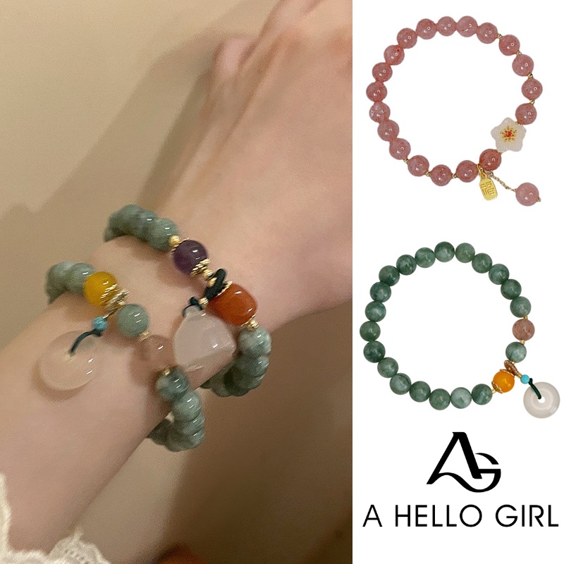 Korea Vintage Lily of The Valley Bunga Manik-Manik Gelang Wanita Sederhana Opal Bangle