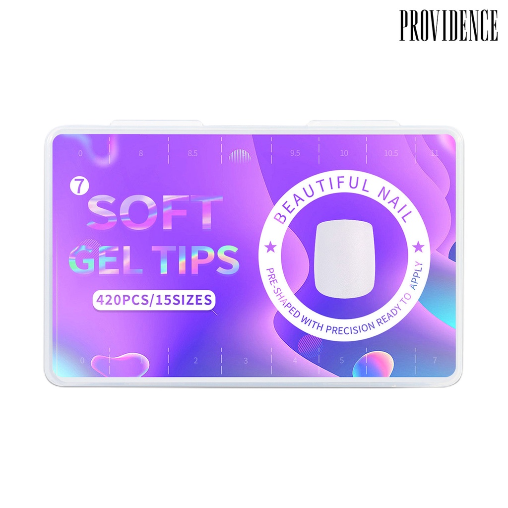 Providence 420Pcs/kotak Kuku Palsu Mudah Di Tempel Tahan Lama Yang Dapat Dilepas Bening Matte Ekstensi Kuku Akrilik Extra Pendek Almond Nail Tips Perlengkapan Salon Kuku