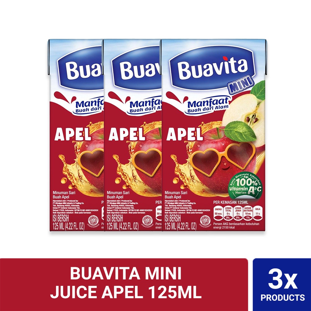 

Buavita Mini Juice Apel 125ml Triplepack