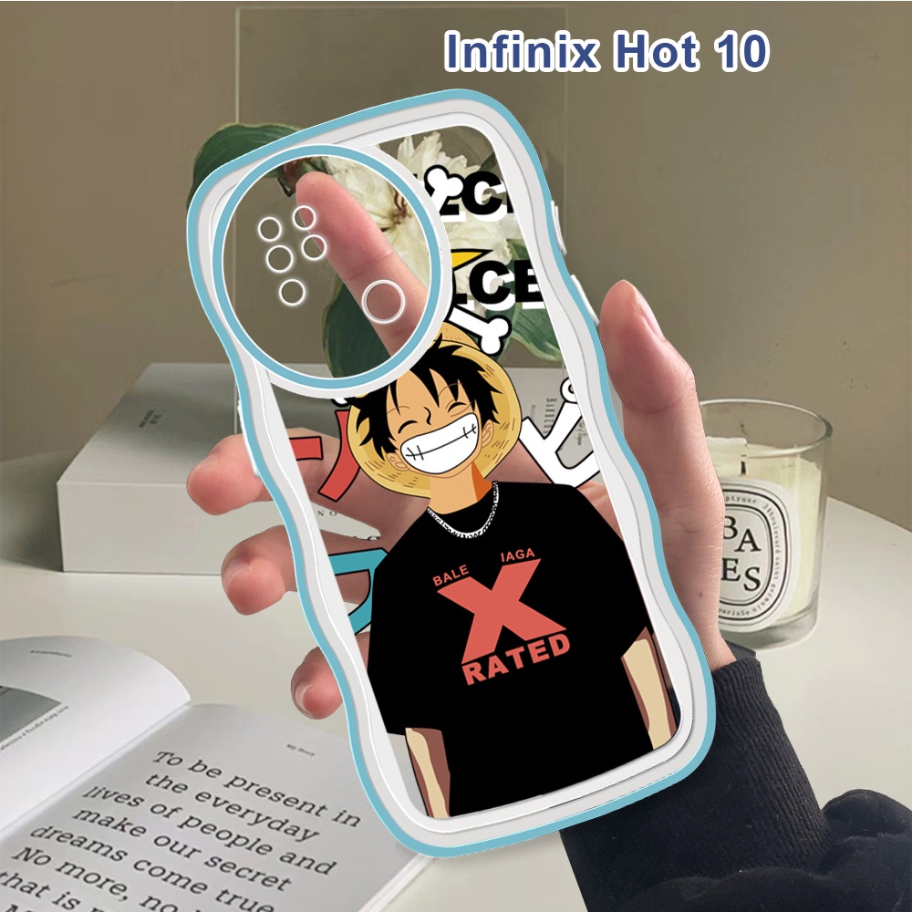 For Infinix Hot 11 11S 10S NFC Hot 9 10 11 Play Fashion Soft Wavy Phone Case Anime (ONE PIECE) Luffy Cartoon Shockproof Cellphone Casing Full Cover Camera Protection Cases