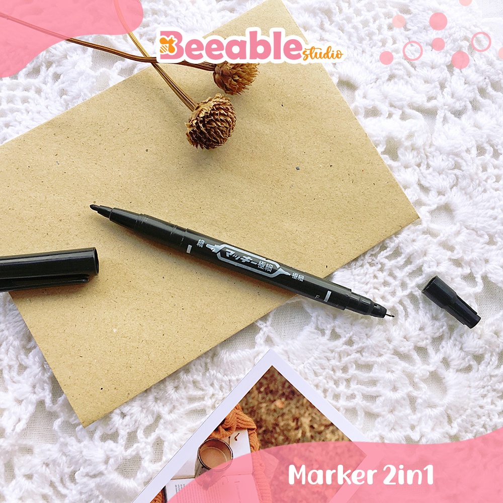 

Beeablestudio | Spidol Marker Permanent 2in1 Dua Sisi