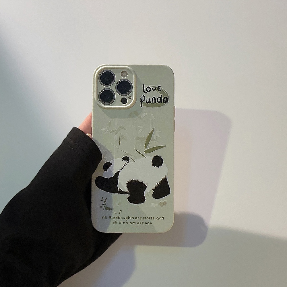 IPHONE National Tide Lucu Panda Pantat Kartun Silikon Case Untuk Iphone14 11 12 13 PRO MAX Casing Cover Pelindung AT0167