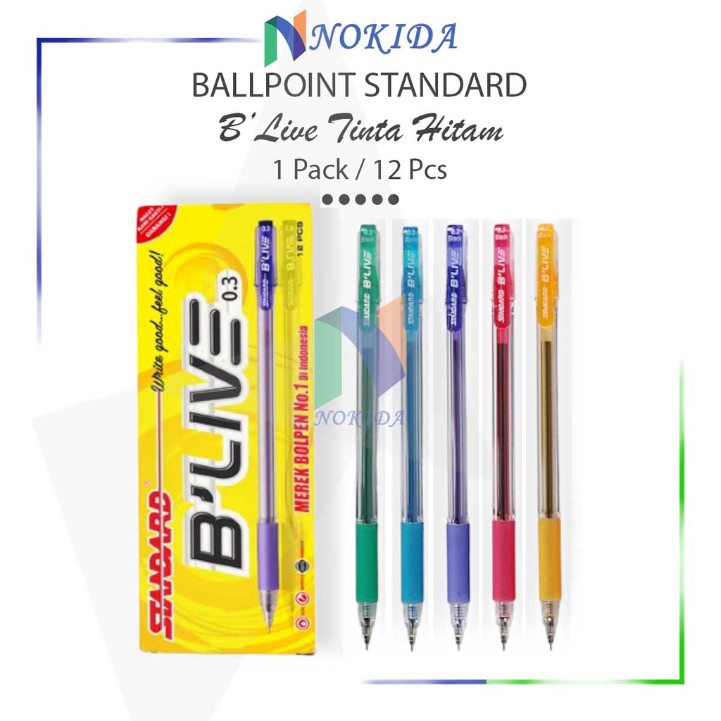 

Nokida Ballpoint Standard B'live [1 Pak] / Bulpen Bolpen Ball Pen Pulpen Tinta Hitam Warna Warni 1 Pack / Peralatan Alat Tulis Sekolah Blive Standar