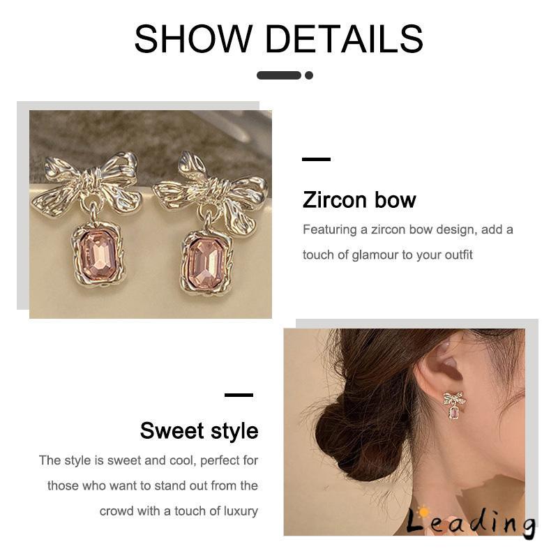 Anting Dasi Kupu-kupu Berlian Zircon Bow Stud Anting Fashion Korea Gaya Untuk Wanita-Le