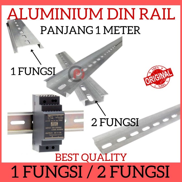 Aluminium Din Rail Rel MCB di Panel Box 1 / 2 Fungsi Panjang 1 Meter