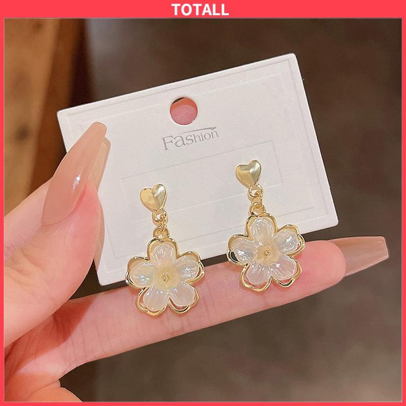 COD Anting Stud Kristal Bunga Bahan Akrilik Fashion Korea Gaya Untuk Wanita-Totall