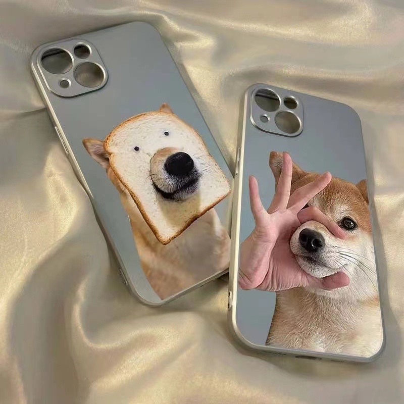 IPHONE Soft Case Anjing Lucu Kompatibel Untuk Iphone14 13 12 Pro Max 11 XS XR X8 7 6S Plus Casing Ponsel Mini Electroplate TPU Silikon Shockproof Cover